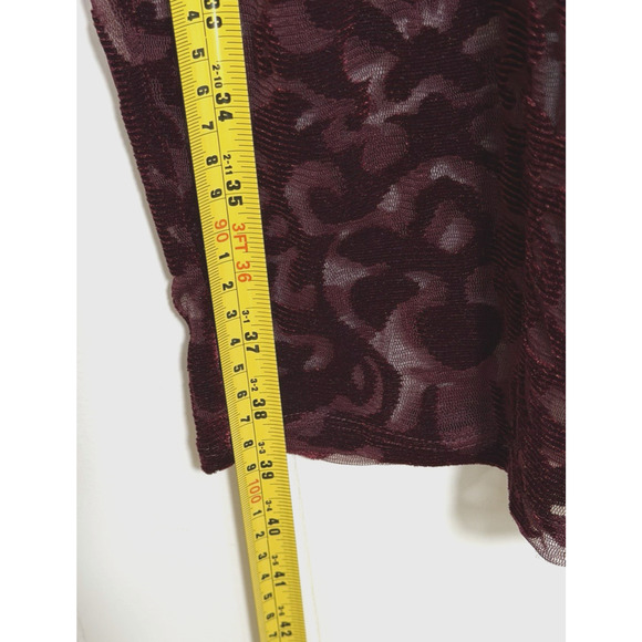 Forever 21 Velvet Burnout Burgundy Dress Sheer Stretch Vampire Whimsigoth 2X - Picture 5 of 10